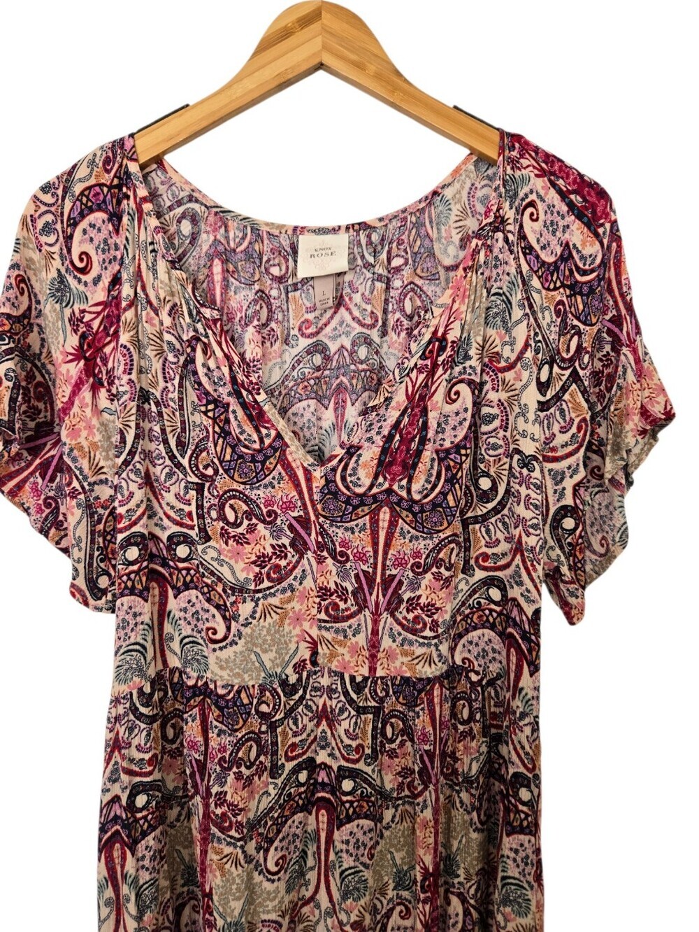 🌸 Knox Rose Paisley Boho Peasant Dress | Size Large - Picture 3 of 6